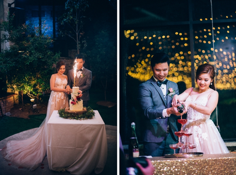 cutting wedding cake