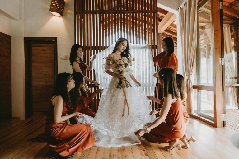 bride and bridesmaid