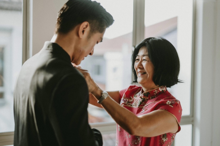 Groom and mom