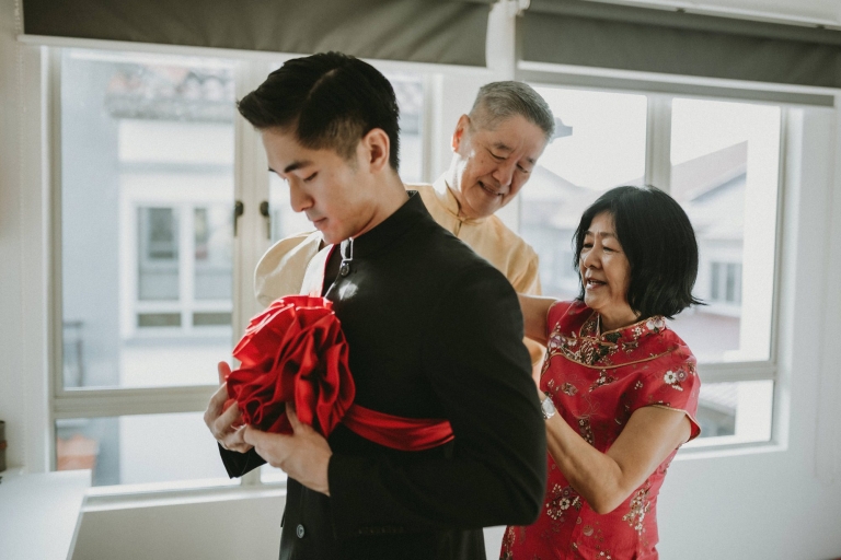 Groom and parents