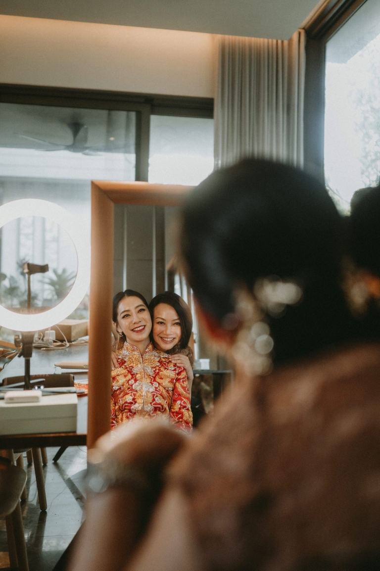 Bride and mom together