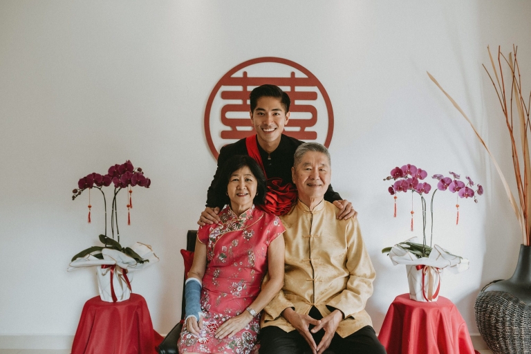 Groom and parents portrait