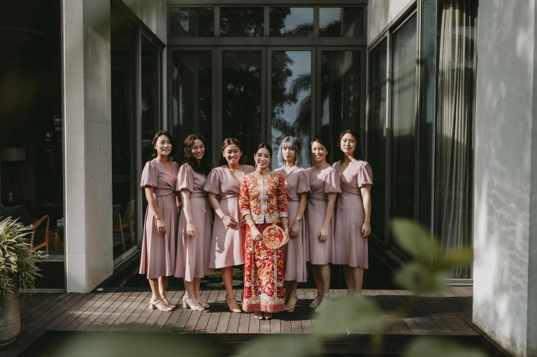 bride and bridesmaid