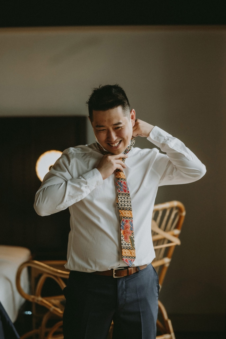 Groom getting ready at The Chow Kit Hotel